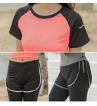 画像13: Tシャツとショットパンツ付きレギンスの2点セットyogaトレーニングウェア ポーツウェア (13)