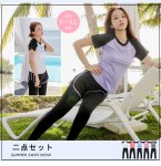 画像12: Tシャツとショットパンツ付きレギンスの2点セットyogaトレーニングウェア ポーツウェア (12)