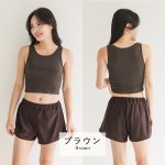 画像17: ハイネック トップス インナー付き ショットパンツ 水着セット (17)