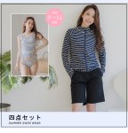 画像10: ラッシュガード　トップス　ショーツ　サーフパンツ　4点セット　体系カバー水着 (10)